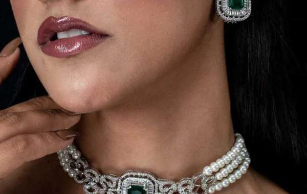 Emerald Choker Green American Diamond Jewelry Set
